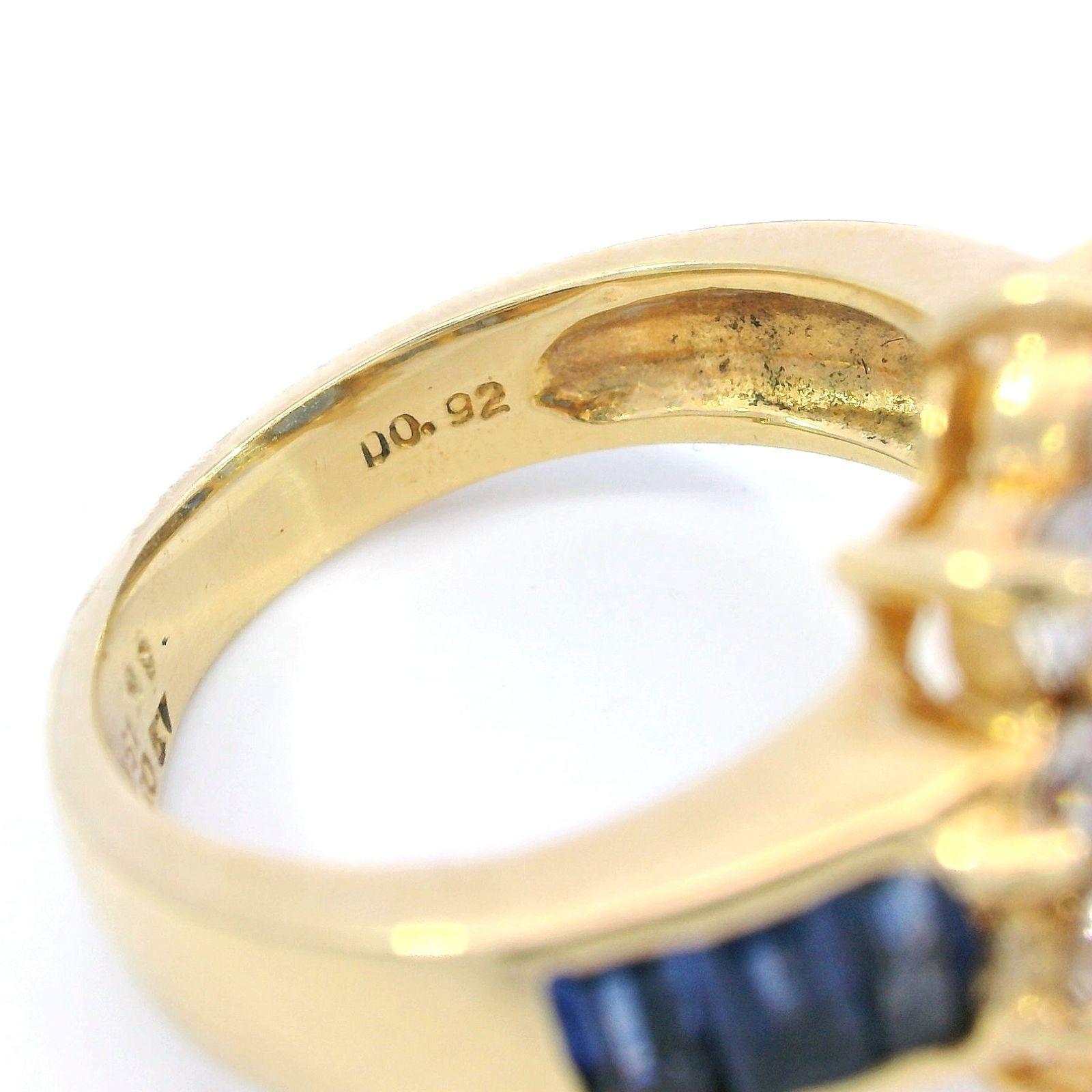 Estate Saphir Diamant Cluster Ring 18K Gelbgold ~3.77ctw im Angebot 2