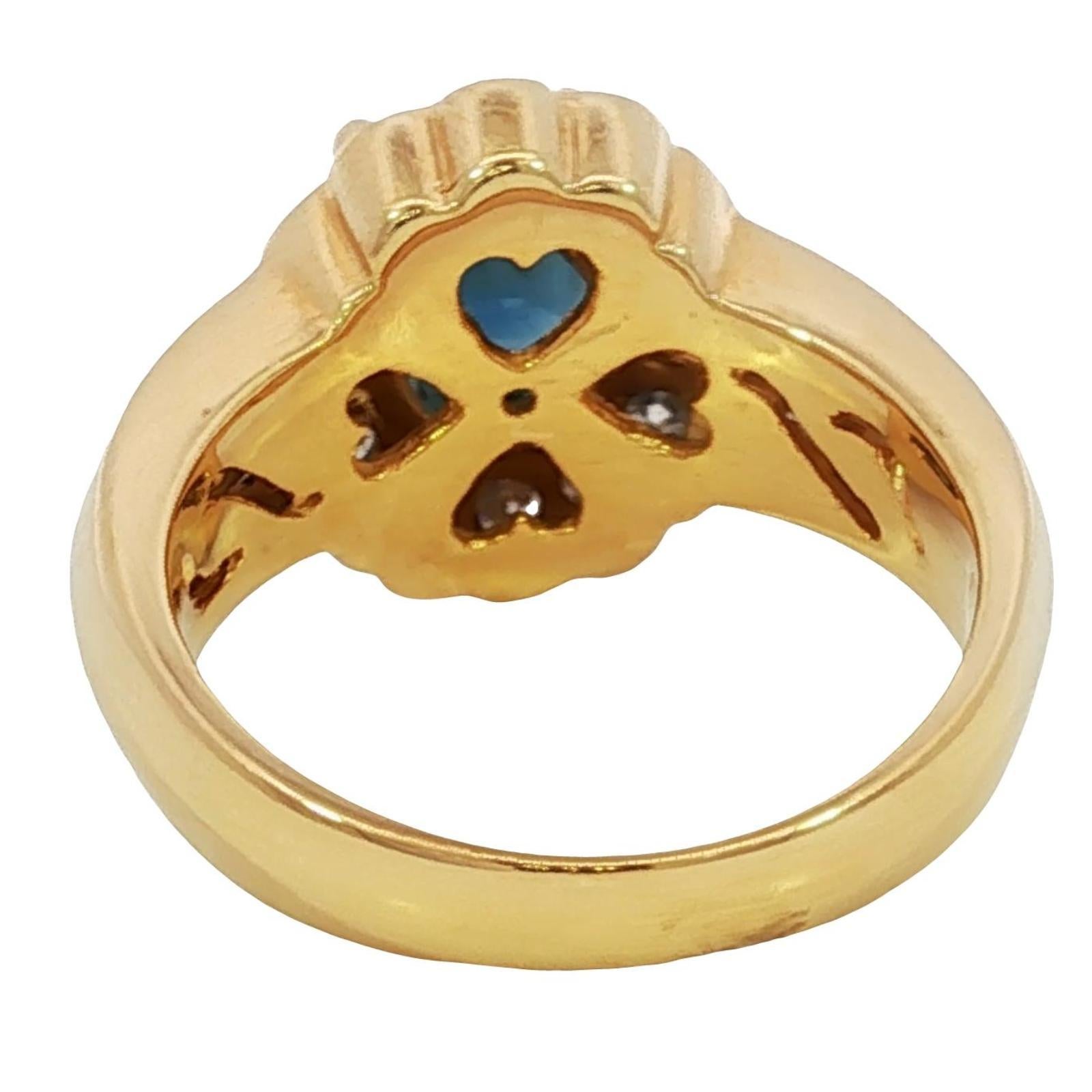 Estate Saphir Diamant Cluster Ring 18K Gelbgold Größe 6,75 ~3,02ctw Damen im Angebot