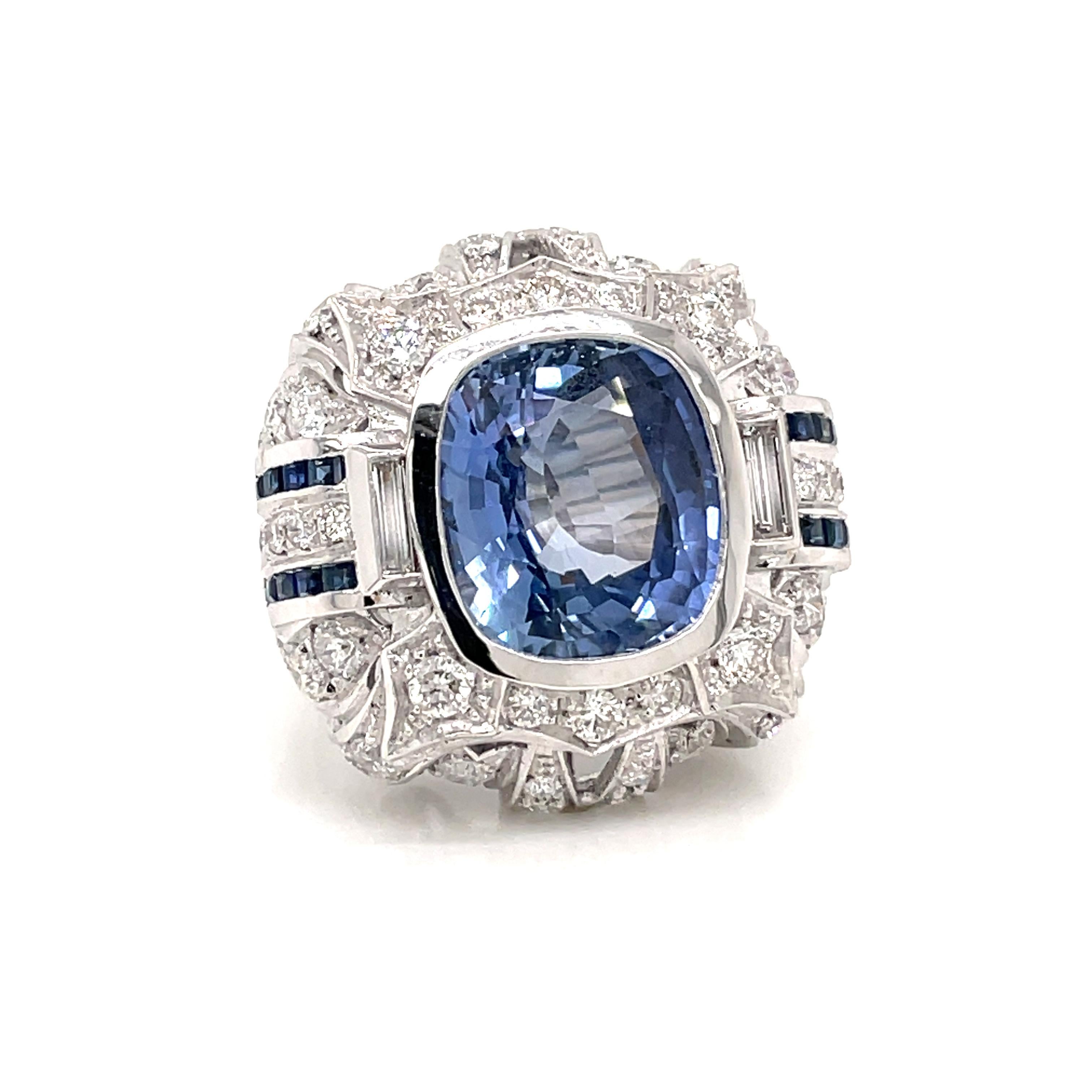 Art Deco Estate Sapphire Diamond Cocktail Ring