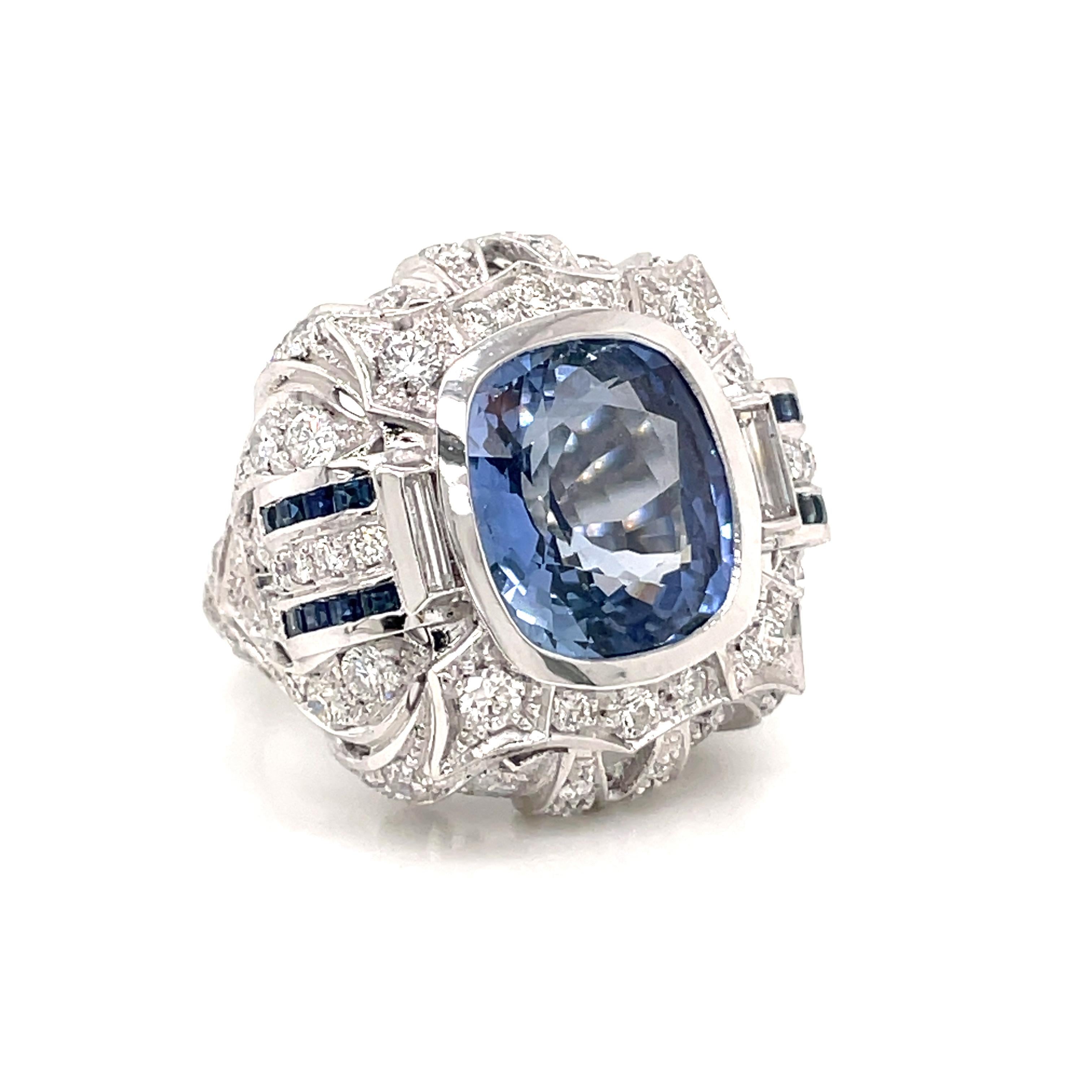 Oval Cut Estate Sapphire Diamond Cocktail Ring