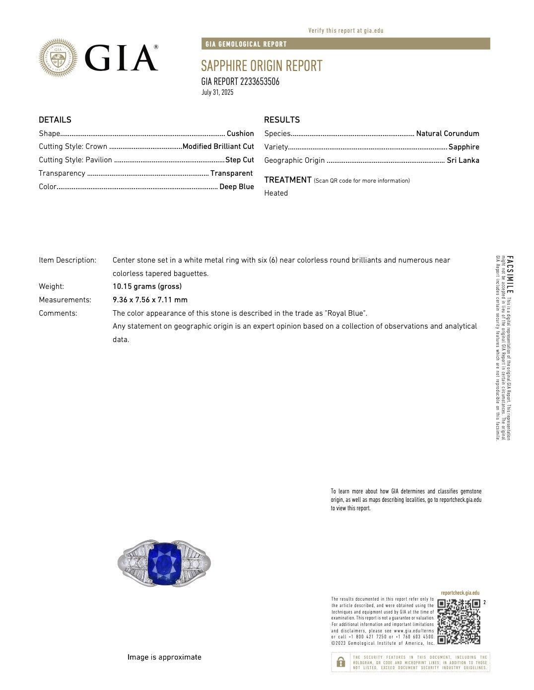 Nachlass Saphir Diamant Cocktail Ring Königsblau GIA zertifiziert 6,03ctw im Angebot 8
