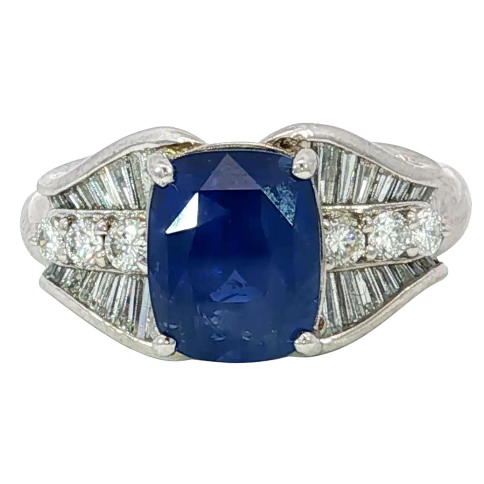 Nachlass Saphir Diamant Cocktail Ring Königsblau GIA zertifiziert 6,03ctw im Zustand „Hervorragend“ im Angebot in Fairfield, CT
