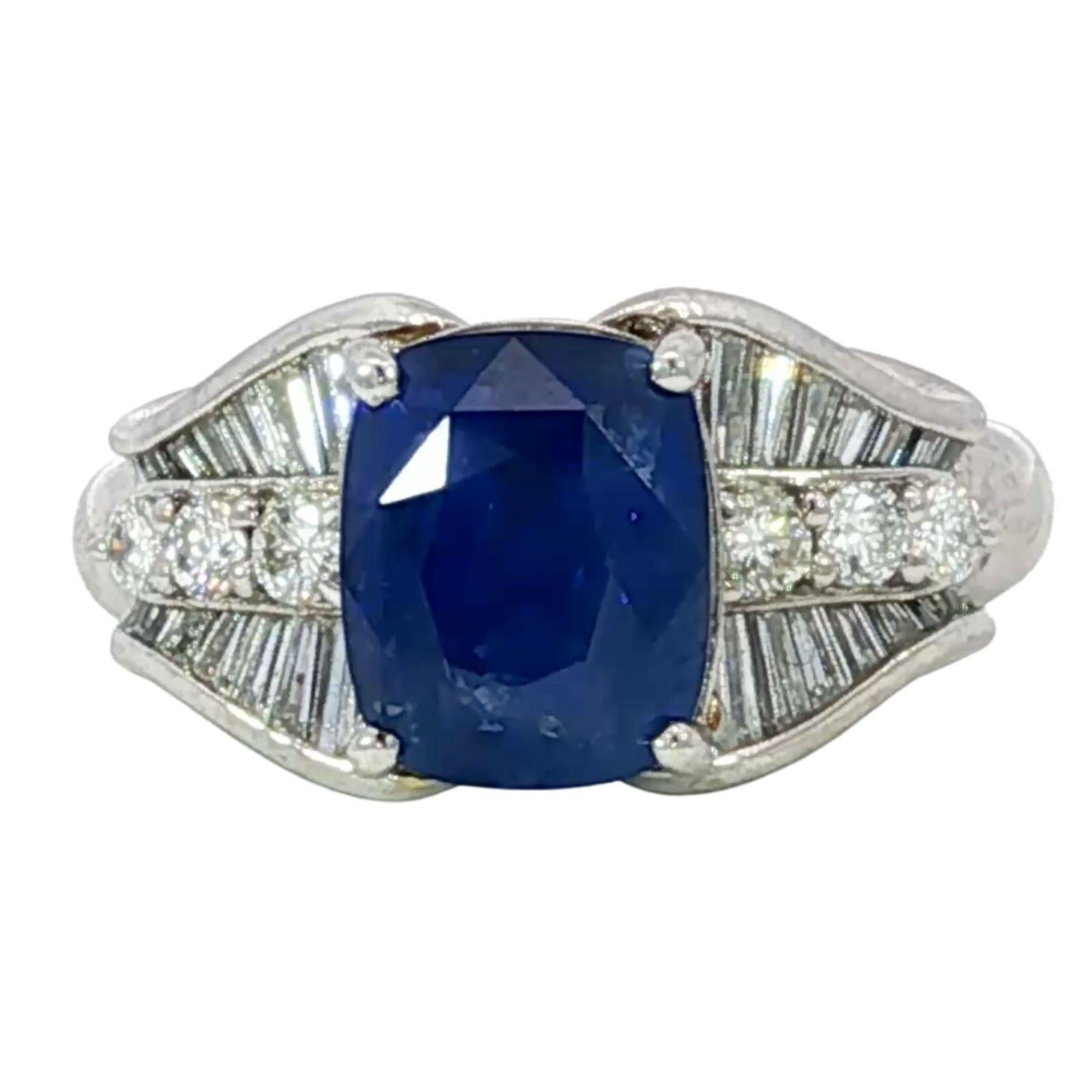 Nachlass Saphir Diamant Cocktail Ring Königsblau GIA zertifiziert 6,03ctw im Angebot 3