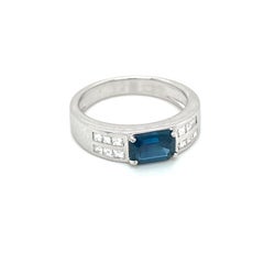 Estate Sapphire Diamond Gold Band Ring