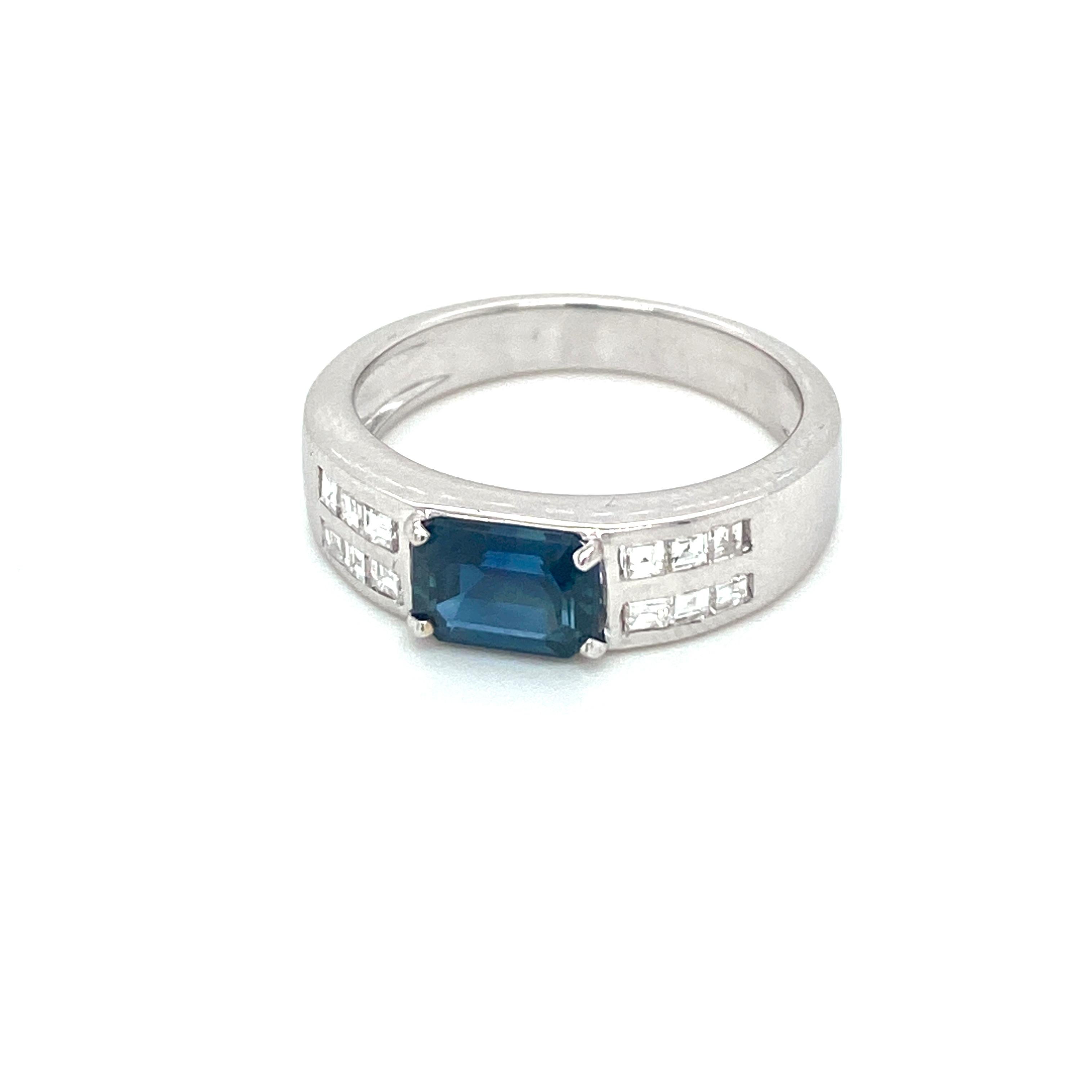 Women's or Men's Estate Sapphire Diamond Gold Band Ring For Sale