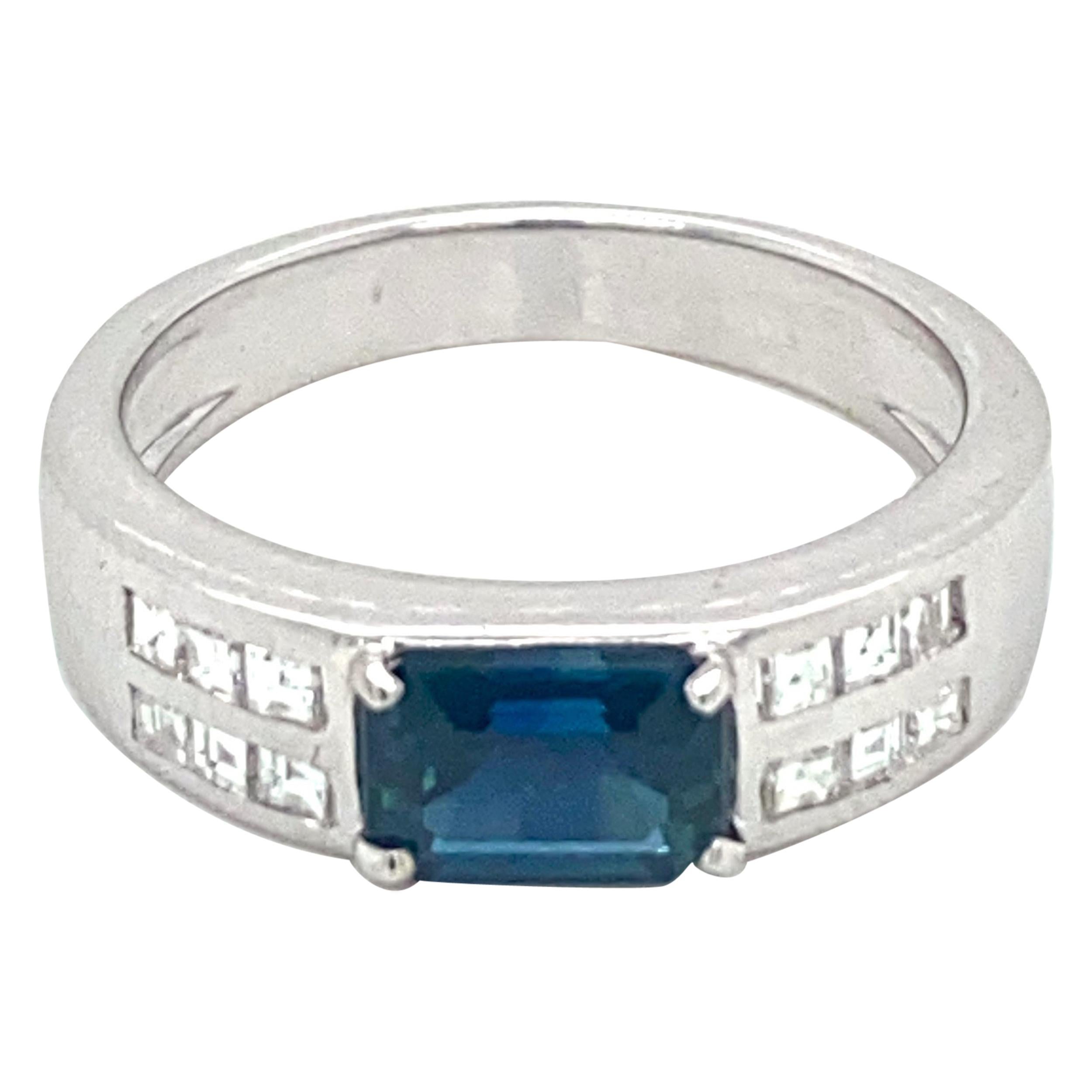 Estate Sapphire Diamond Gold Band Ring