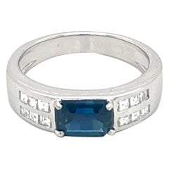 Retro Estate Sapphire Diamond Gold Band Ring