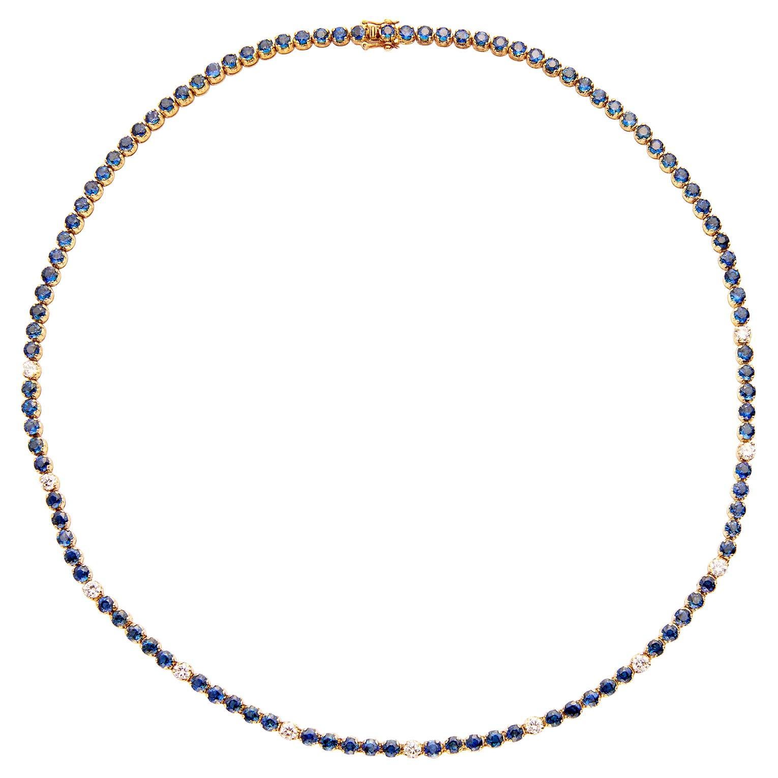 Estate Sapphire 
Diamond Line Necklace