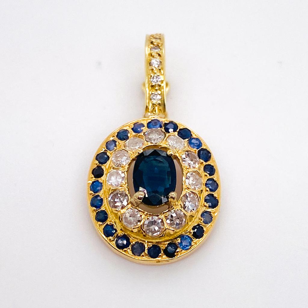 Estate Sapphire Pendant Enhancer 18K Gold 2 Carats of Sapphires and Diamonds 3