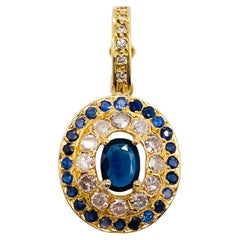 Vintage Estate Sapphire Pendant Enhancer 18K Gold 2 Carats of Sapphires and Diamonds