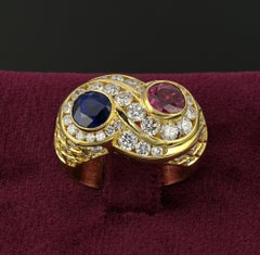 Estate Sapphire Ruby Diamond Infinity Ring