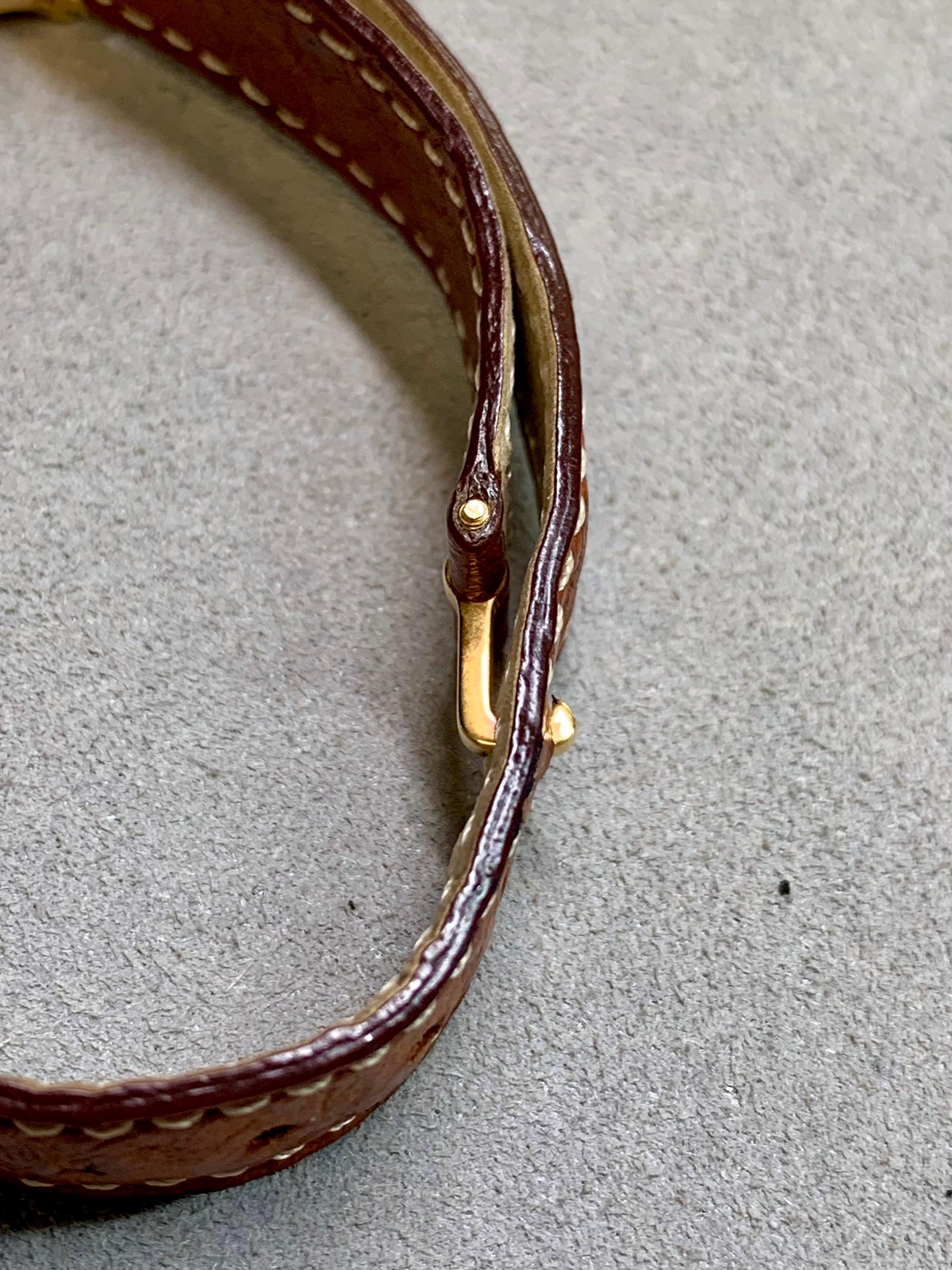 Estate Schlumberger für Tiffany Damen 18K Kleid Uhr auf braunem Lederband für Damen oder Herren im Angebot