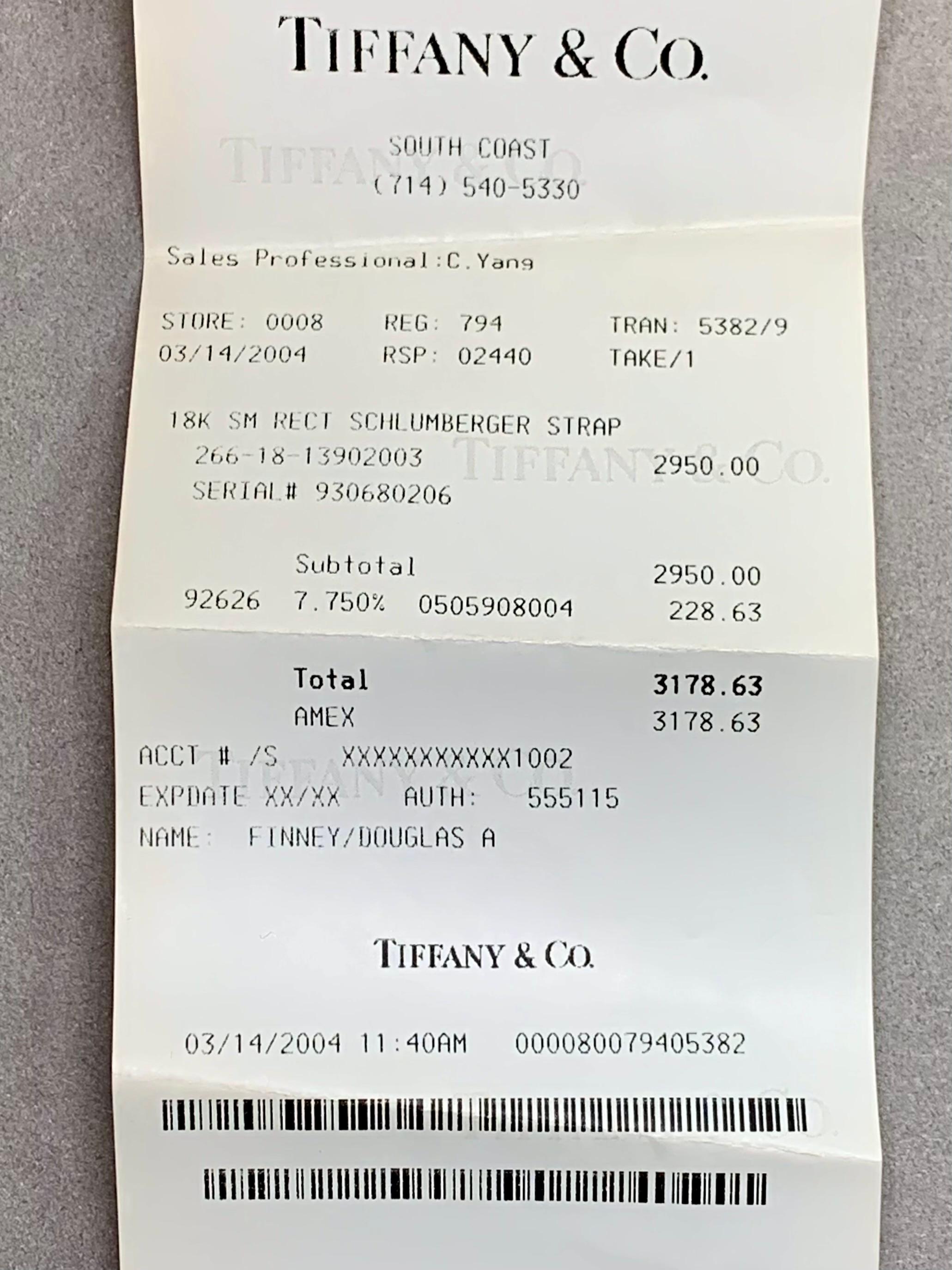 Estate Schlumberger für Tiffany Damen 18K Kleid Uhr auf braunem Lederband im Angebot 5