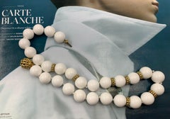Estate Seaman Schepps Lightship 18K Yellow Gold White Agate Necklace