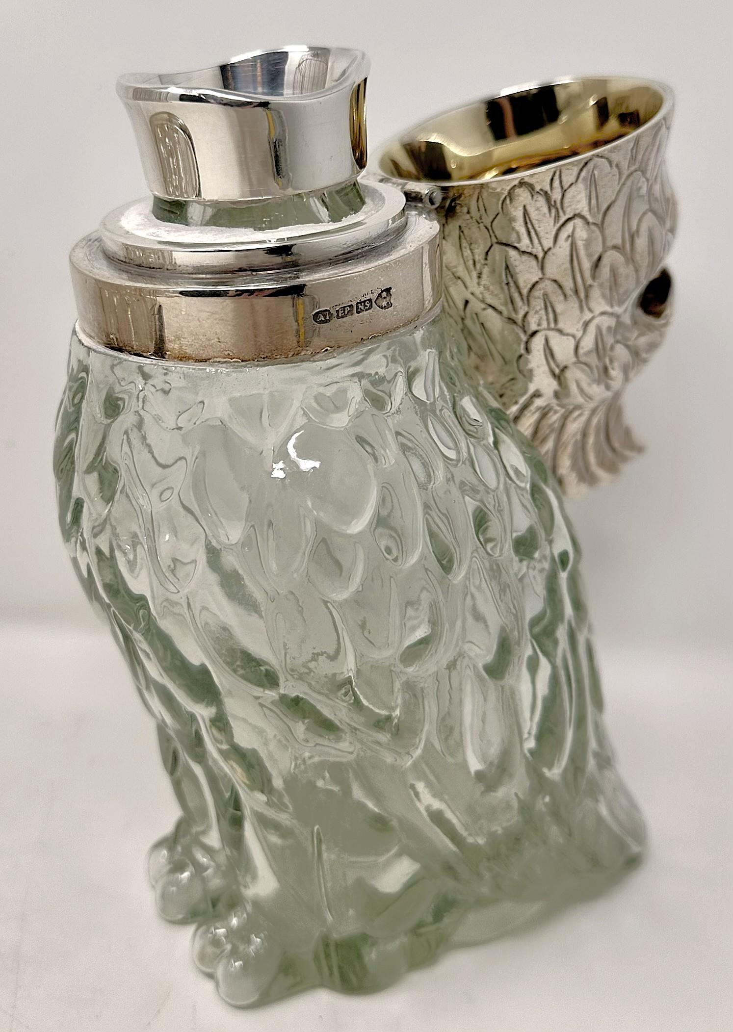 Estate Silber-Platte Figural Vogel Dekanter in Käfig mit Gläsern Circa 1930-1940's im Angebot 4