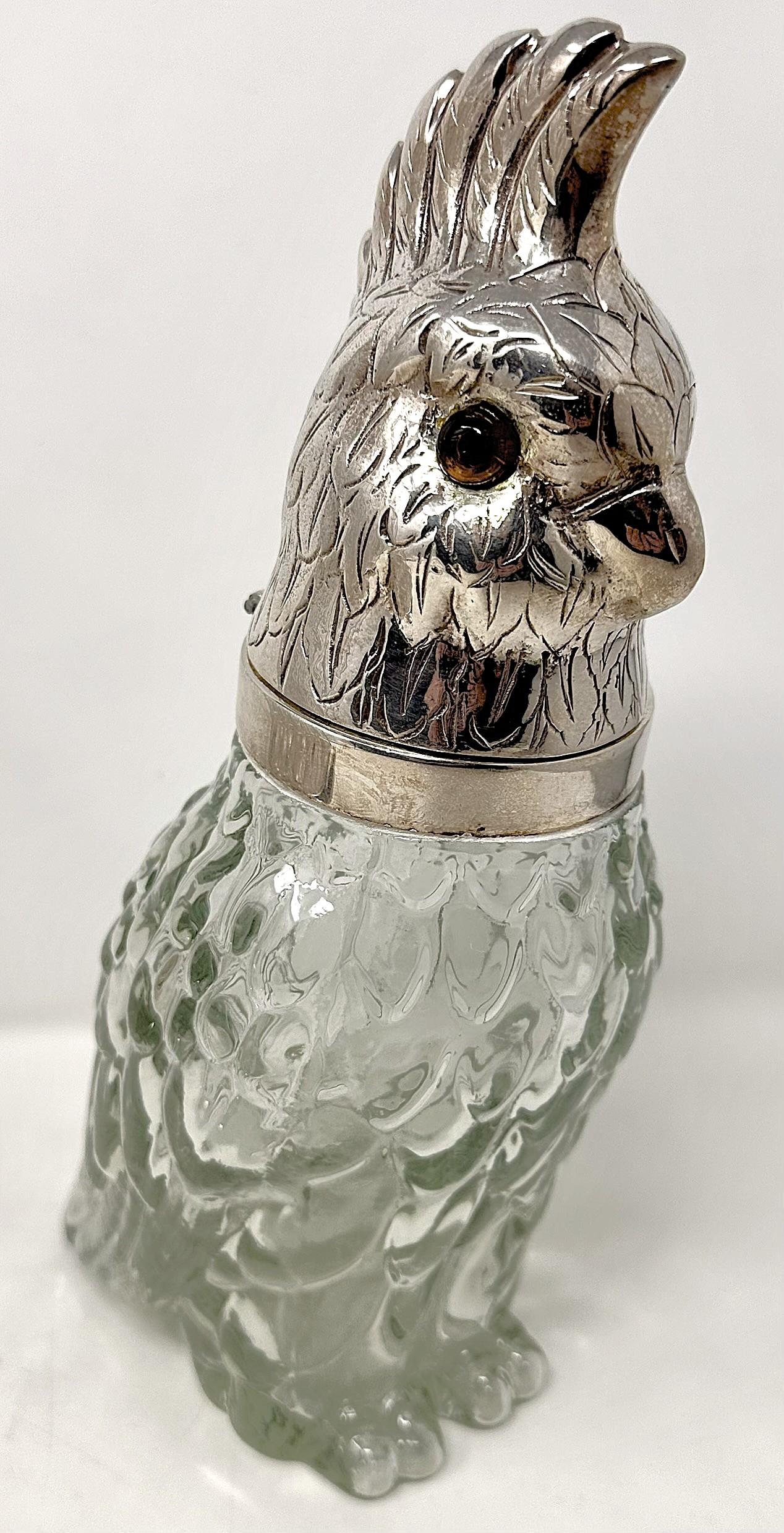 Estate Silber-Platte Figural Vogel Dekanter in Käfig mit Gläsern Circa 1930-1940's im Angebot 6