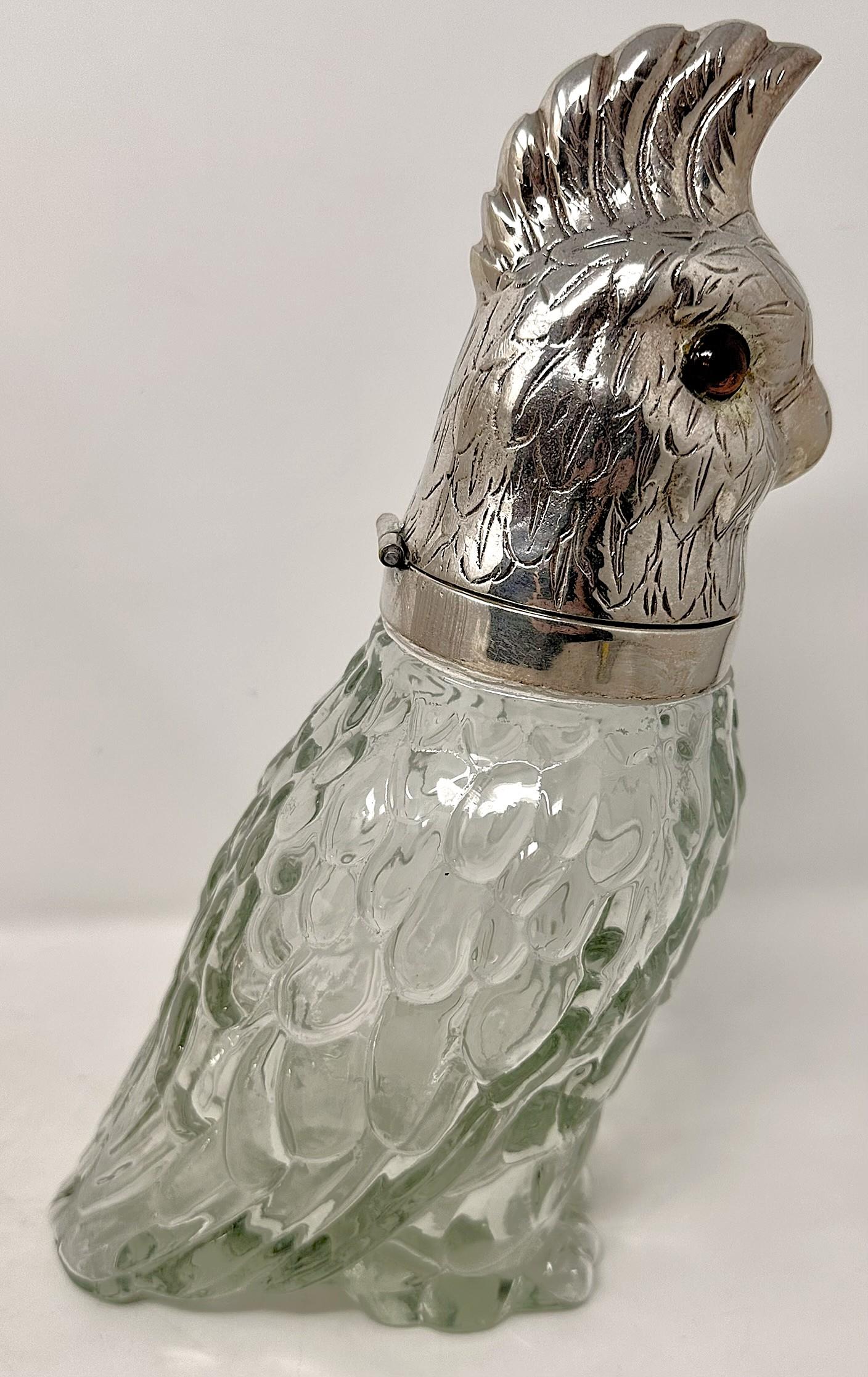 Estate Silber-Platte Figural Vogel Dekanter in Käfig mit Gläsern Circa 1930-1940's im Angebot 7