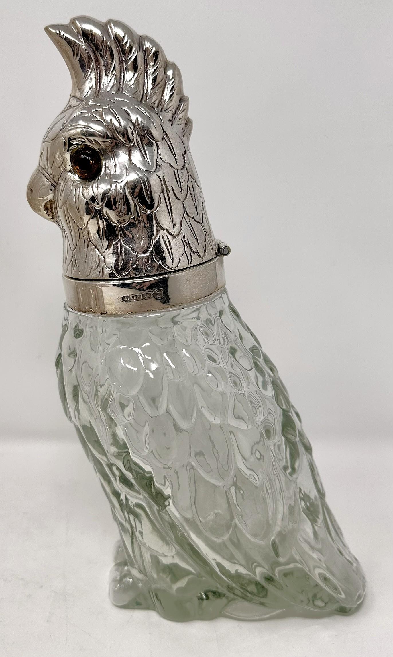 Estate Silber-Platte Figural Vogel Dekanter in Käfig mit Gläsern Circa 1930-1940's im Angebot 2
