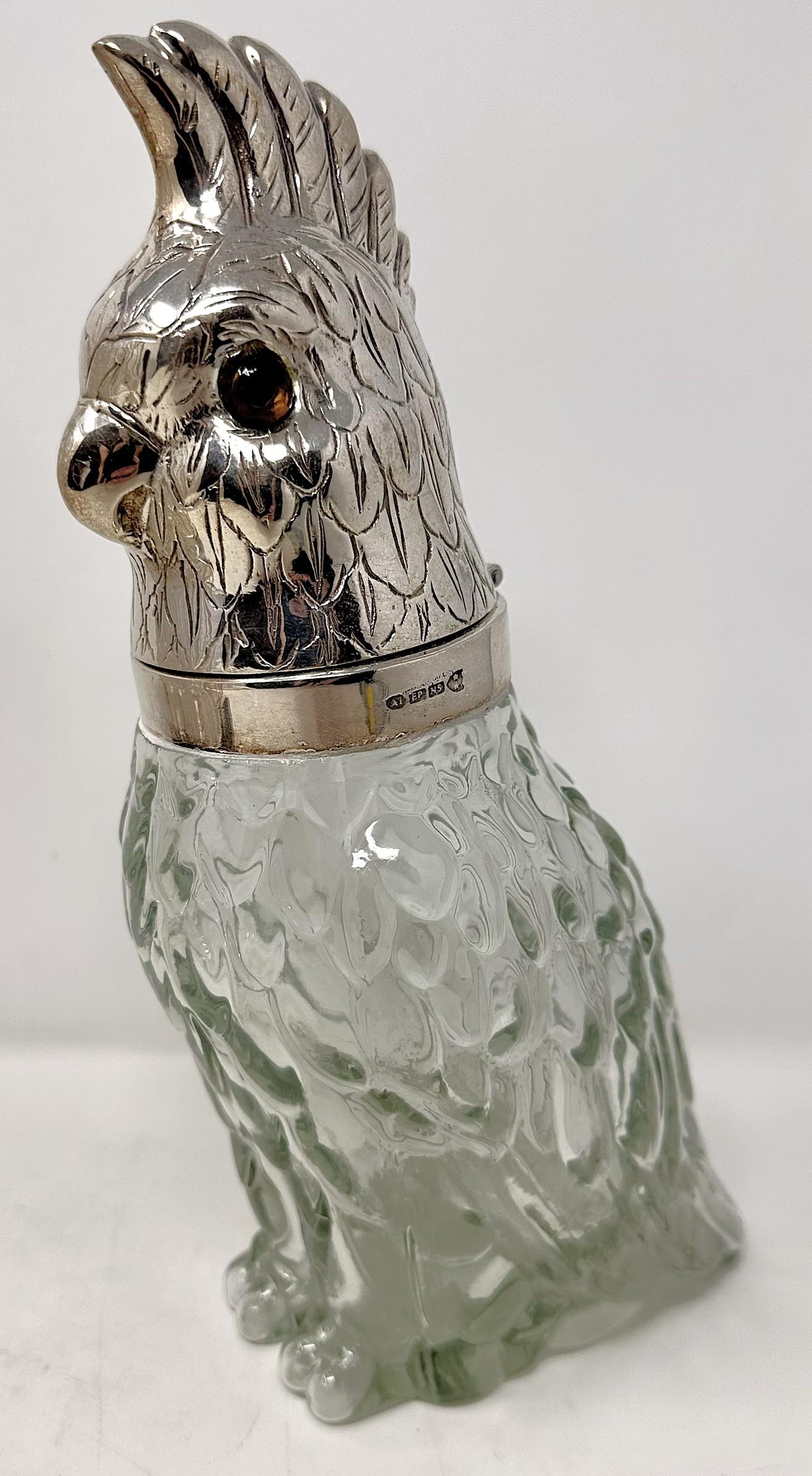 Estate Silber-Platte Figural Vogel Dekanter in Käfig mit Gläsern Circa 1930-1940's im Angebot 3