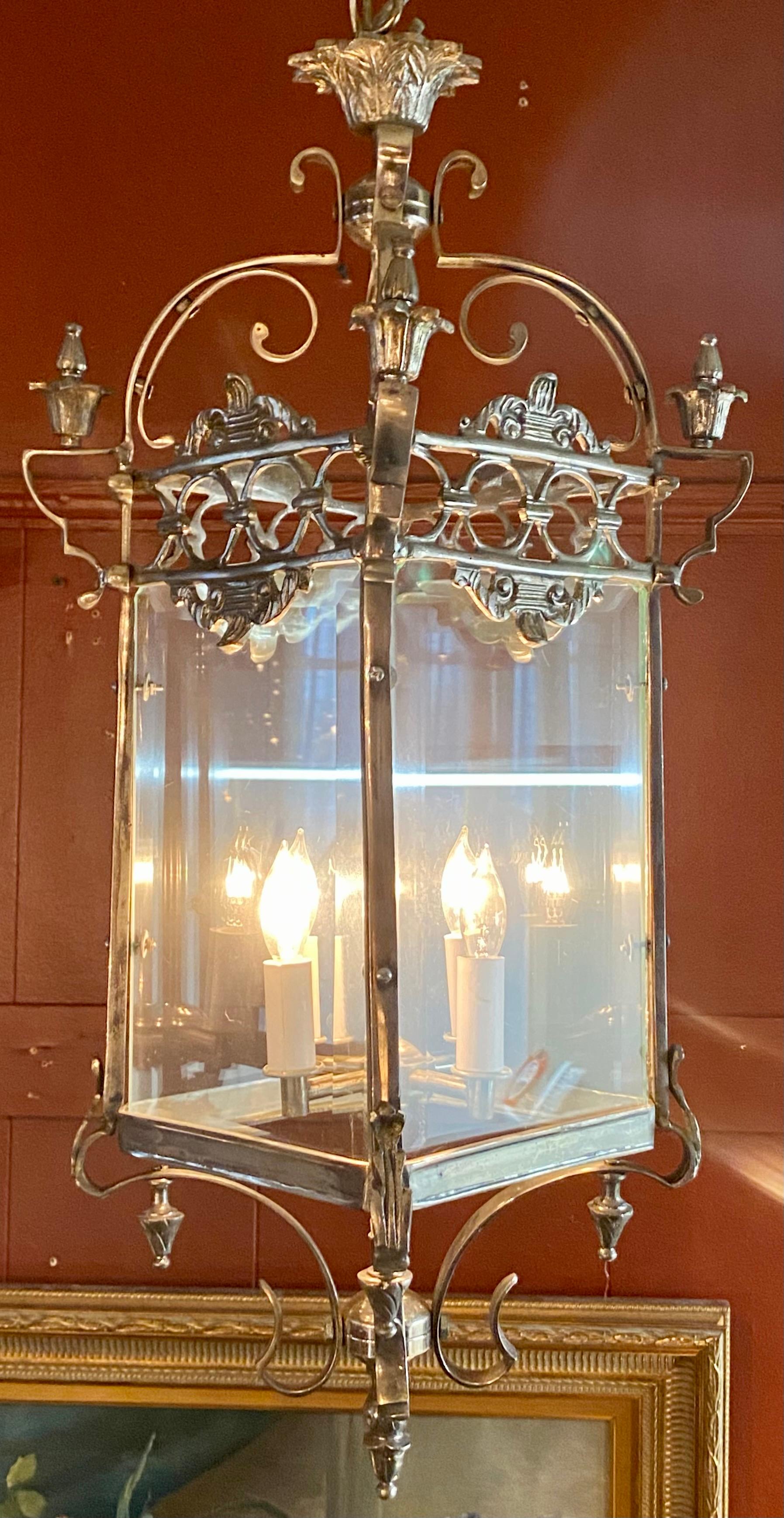 Nachlass-Laterne aus versilberter Bronze (Versilbert) im Angebot