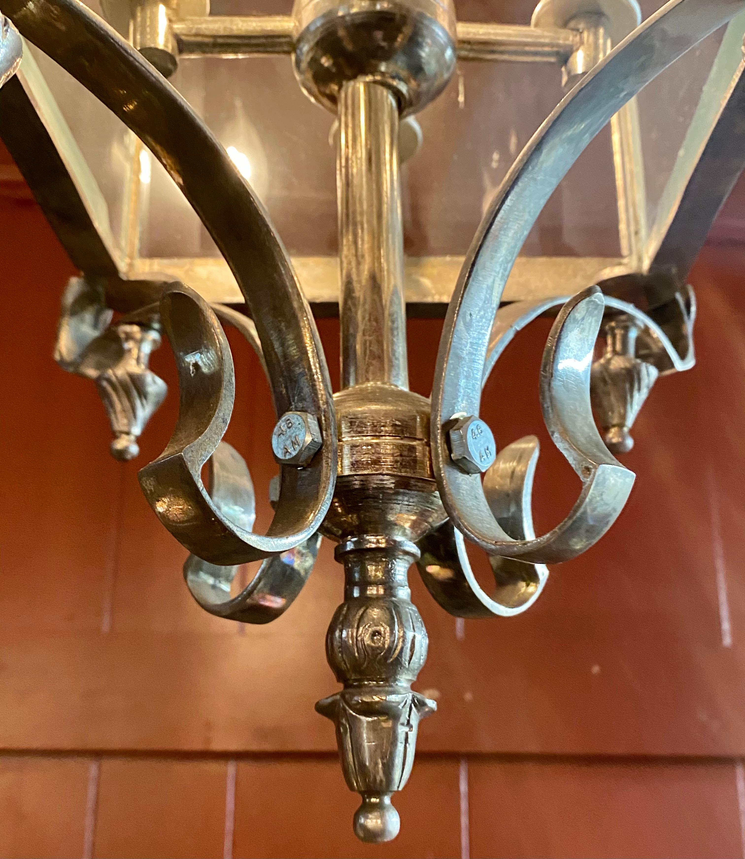 Estate Silvered Bronze Hall Lantern For Sale 2