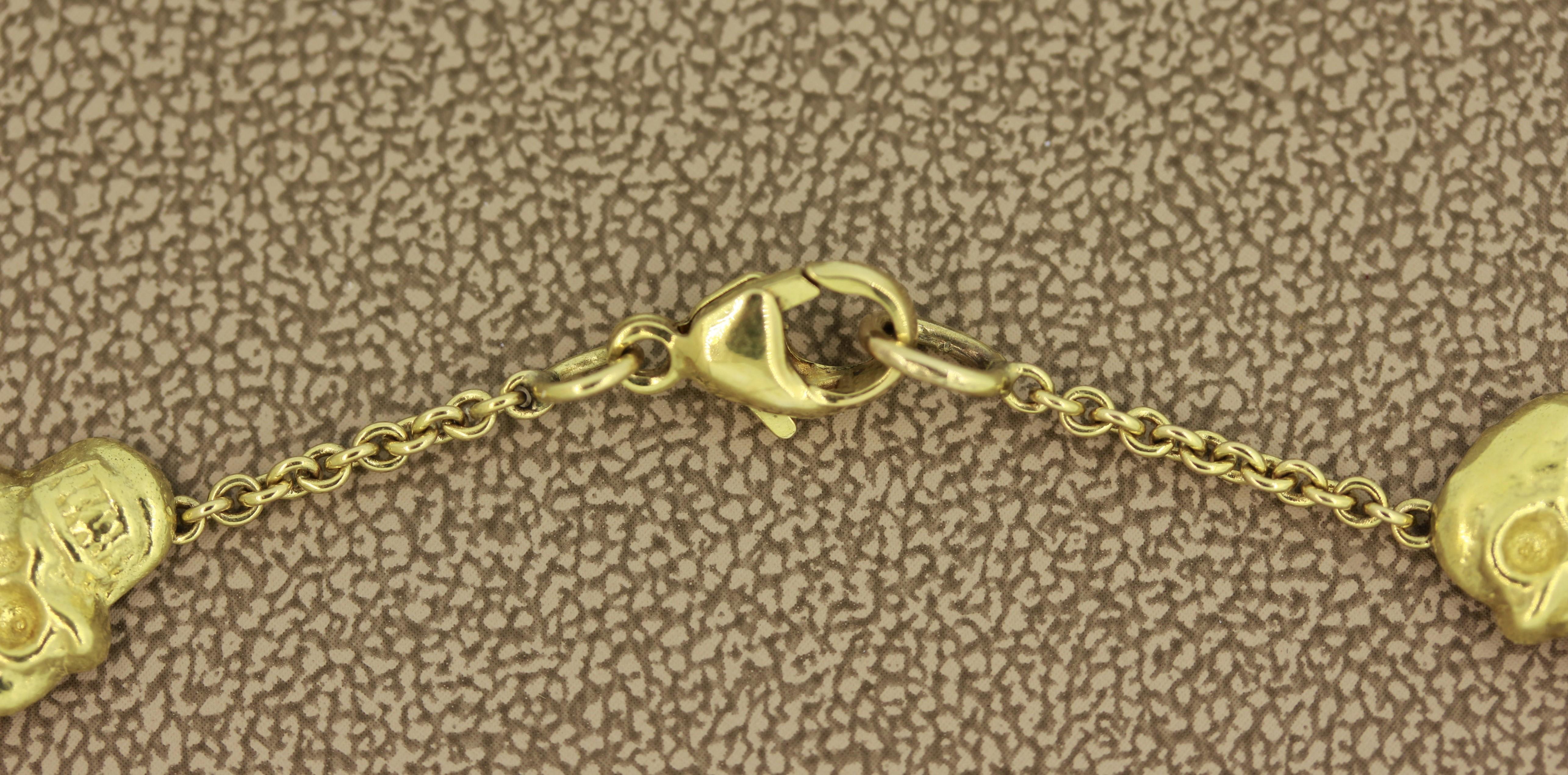 Women's or Men's Estate Skull Gold Necklace For Sale