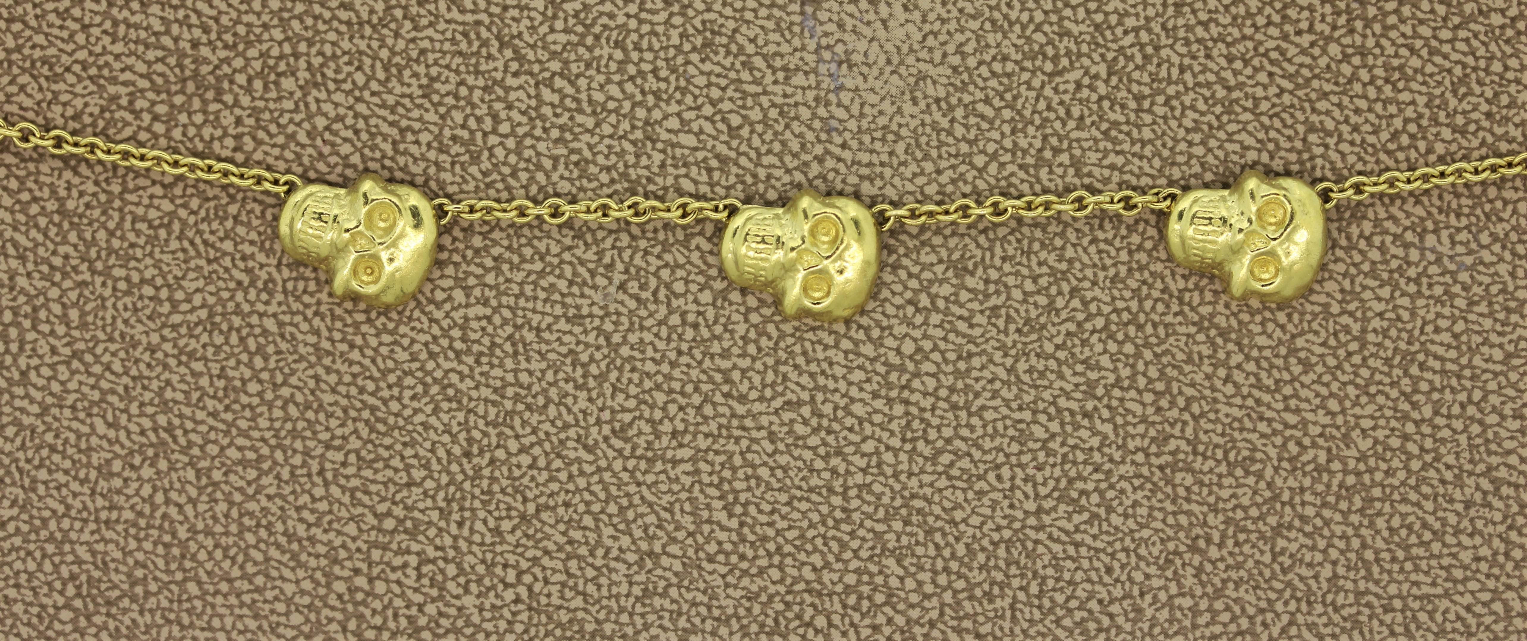 Estate Skull Gold Necklace For Sale 1