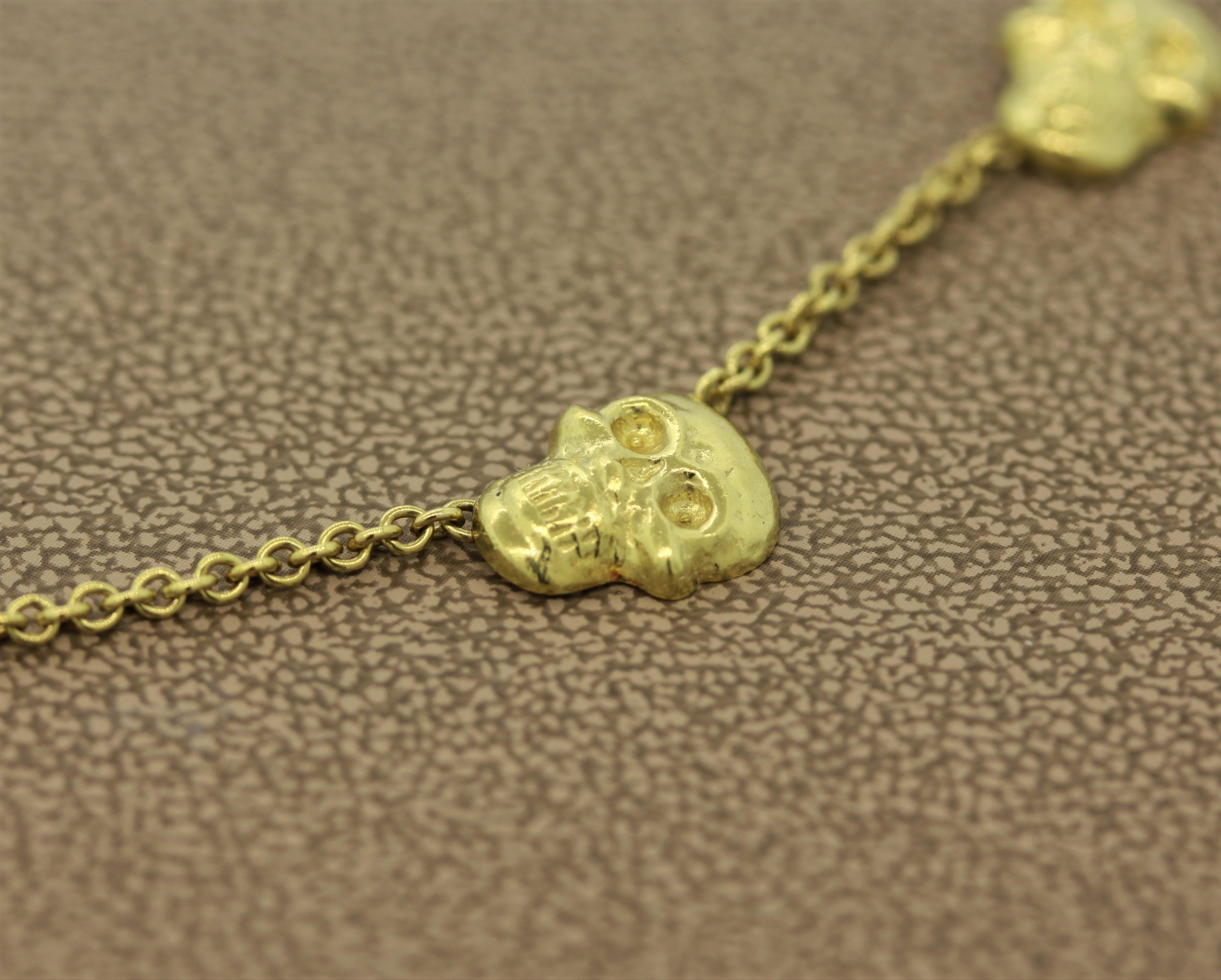 Estate Skull Gold Necklace For Sale 2