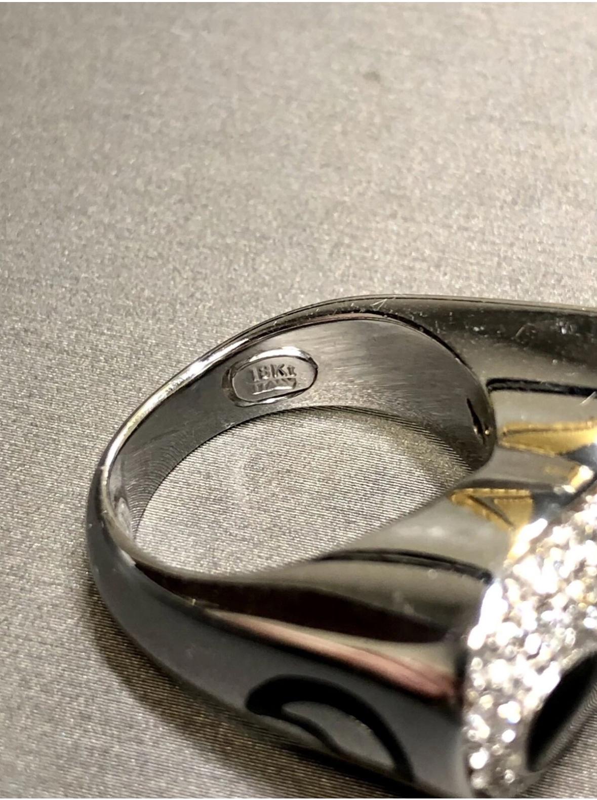Estate SOHO Italienisch 18K Diamant Schwarz Emaille Yin Yang Paisley Cocktail Ring Sz 7 im Zustand „Gut“ im Angebot in Winter Springs, FL