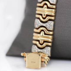 Estate Solid 14K Yellow and White Gold Bracelet with Natural Diamond Accents