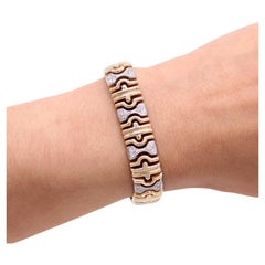 Bracciale Estate in oro giallo e bianco massiccio 14 carati con accenti di diamanti naturali