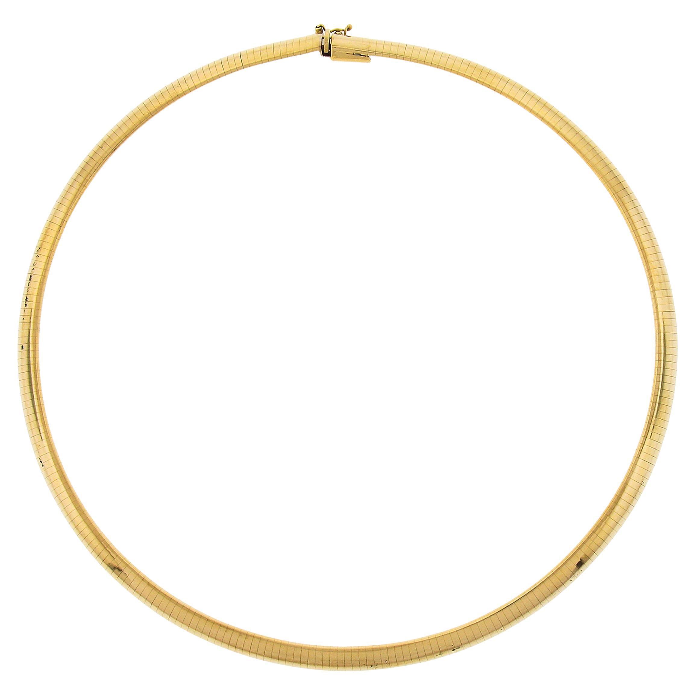 Estate Solid 14K Yellow Gold 15.5" 6mm Polished Omega Link Collar Choker Chain N For Sale