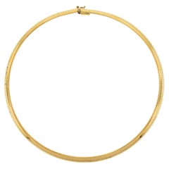 Estate Solid 14K Yellow Gold 15.5" 6mm Polished Omega Link Collar Choker Chain N