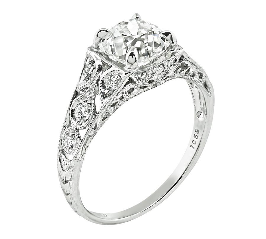 Art Deco Estate Sophia D GIA Certified 1.33ct Diamond Engagement Ring For Sale