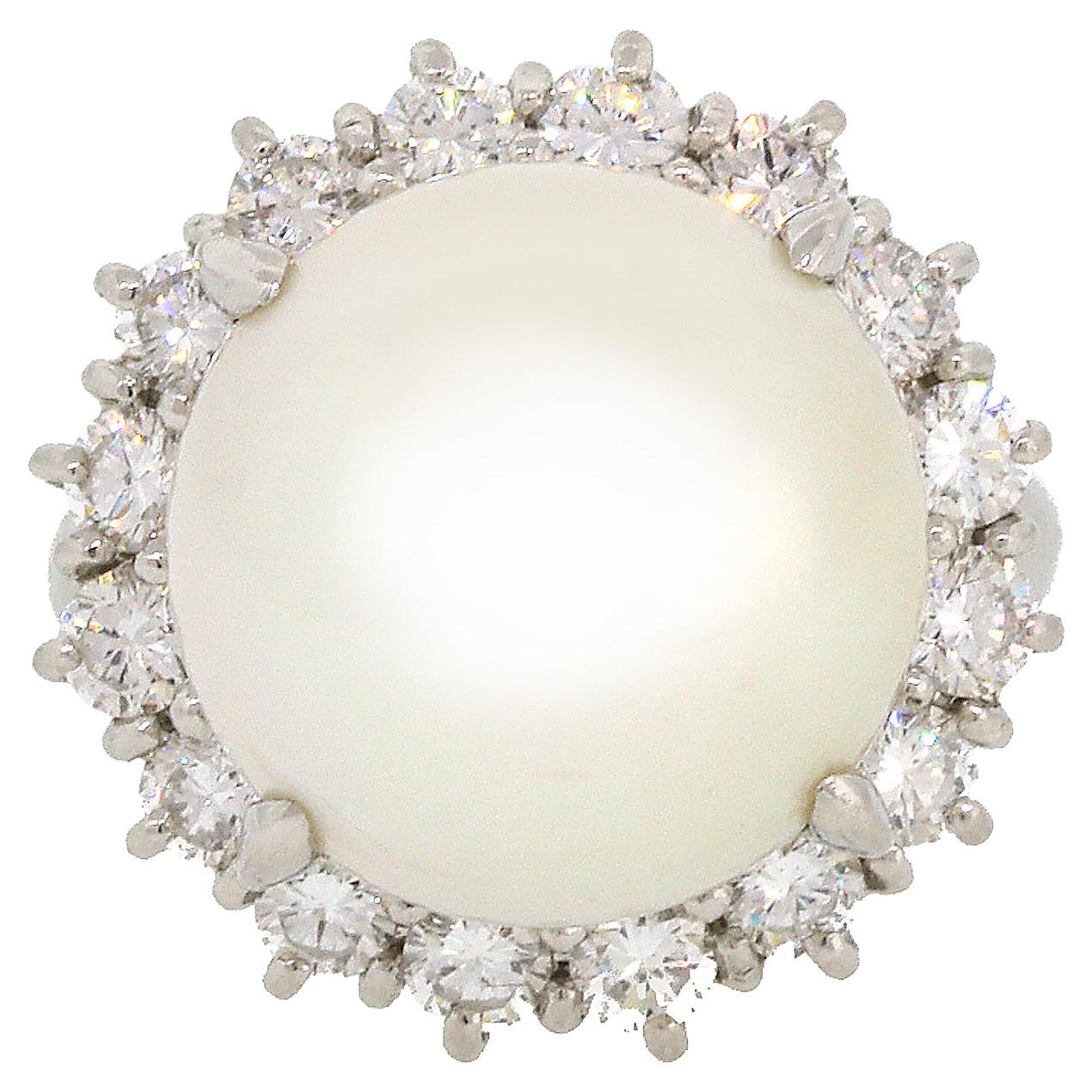 Estate South Sea Pearl and Diamond Cocktail Ring