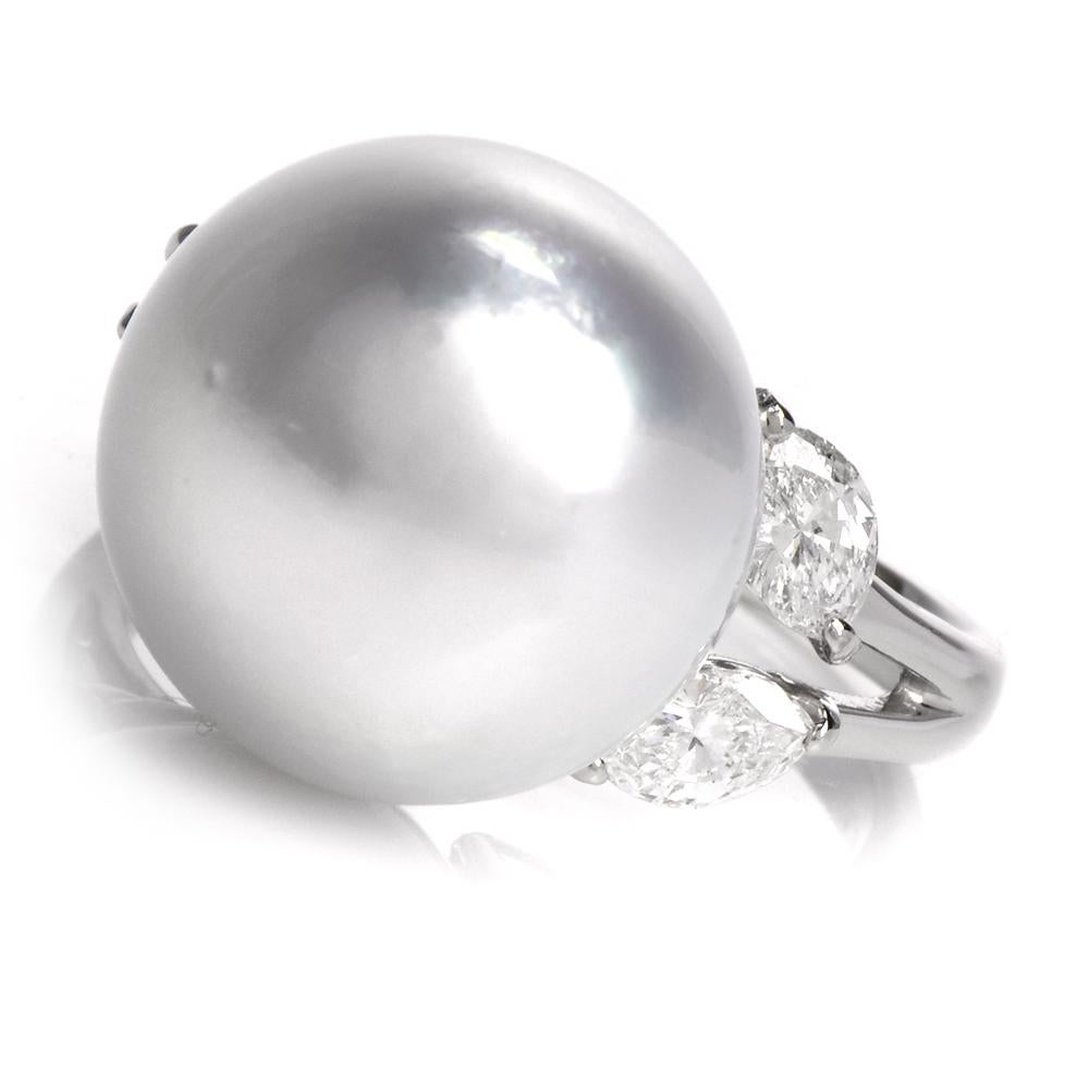 Women's Estate South Sea Pearl Diamond Platinum Ring