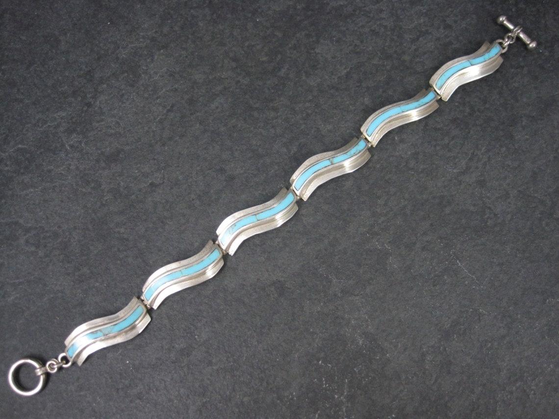 Bracelet à bascule incrusté de turquoises du Sud-Ouest des États-Unis en vente 5