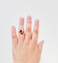 Estate Spessartite Garnet and White Diamond Cocktail Ring in 14k White Gold
