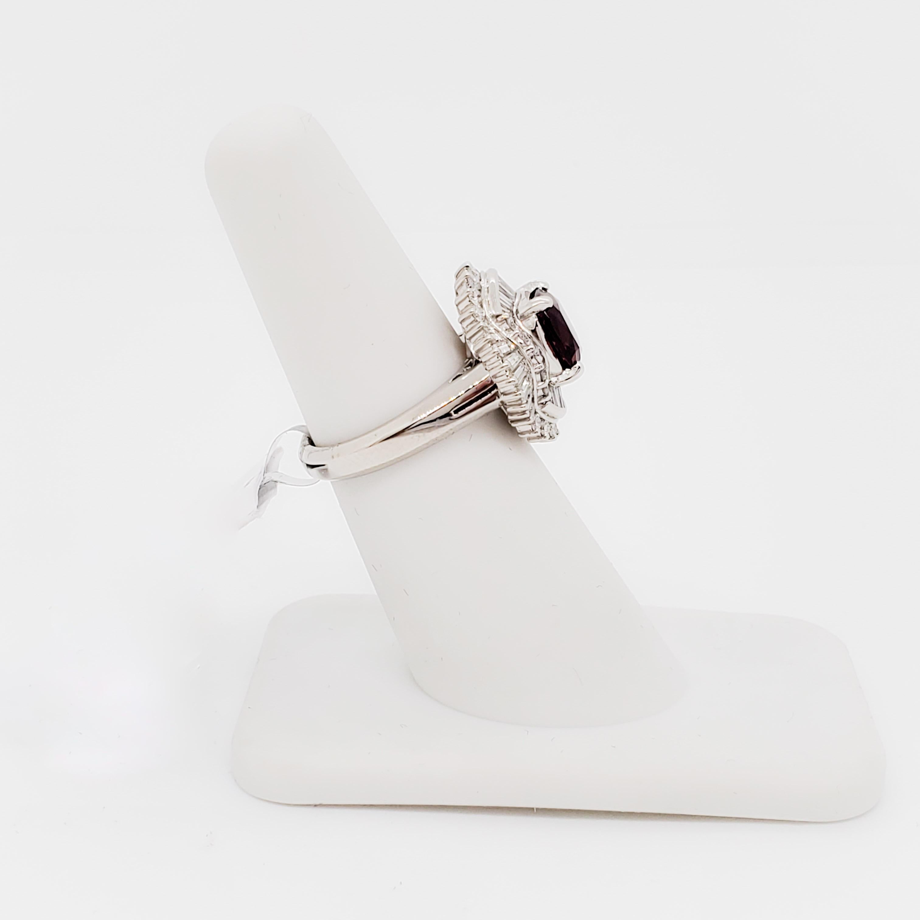 Women's or Men's Estate Spessartite Garnet and White Diamond Cocktail Ring in Platinum