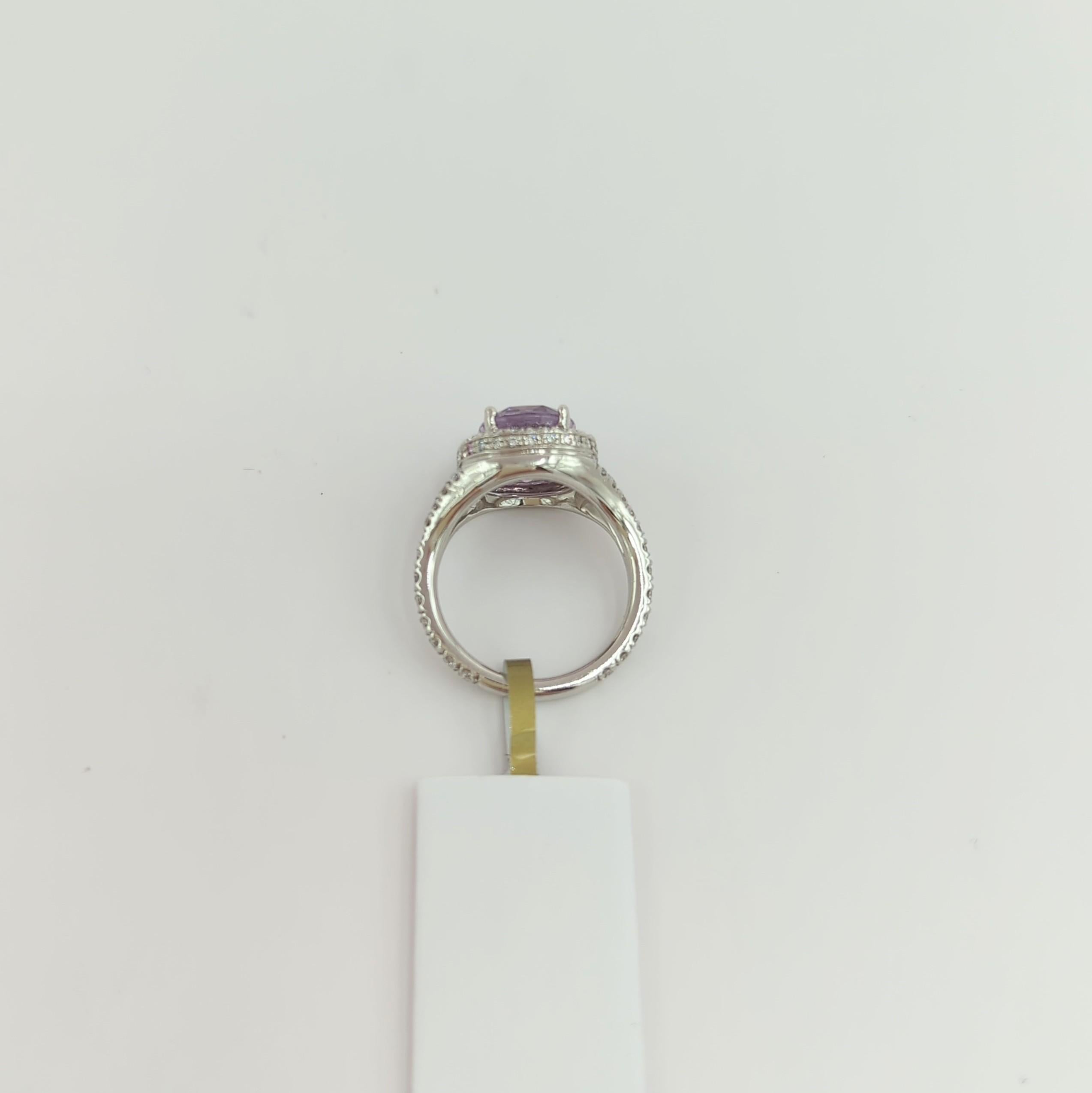 Lavender Spinel and White Diamond Cocktail Ring in Platinum For Sale 1