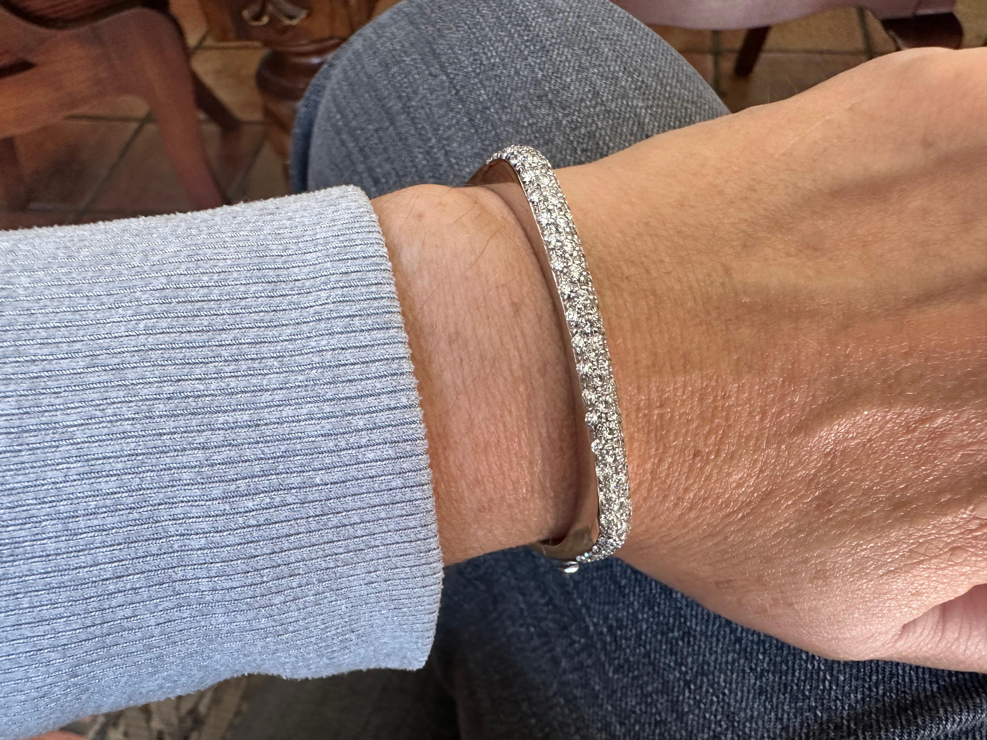 Estate Square-Shaped Diamond Bangle Bracelet For Sale 5