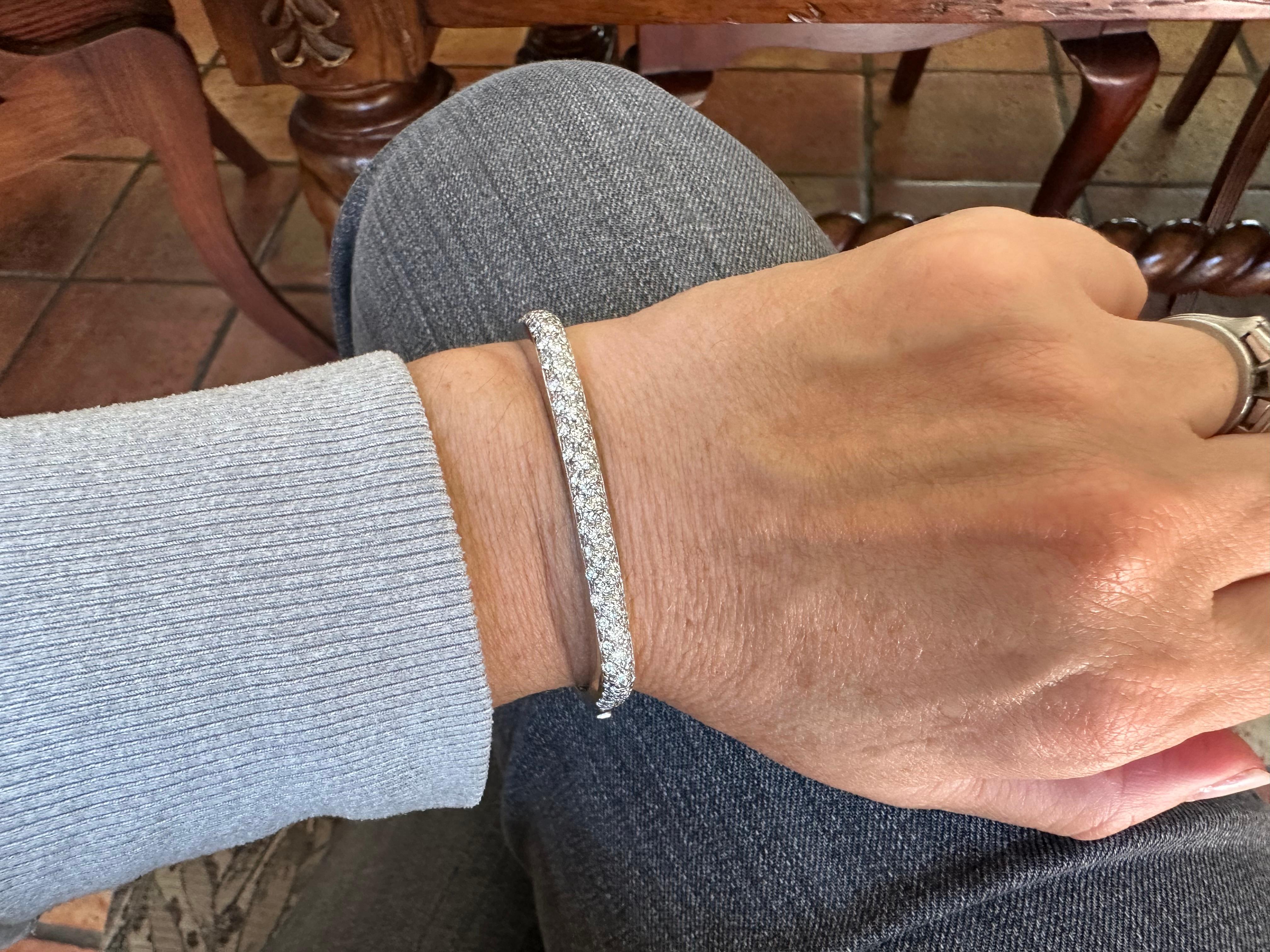 Estate Square-Shaped Diamond Bangle Bracelet For Sale 6