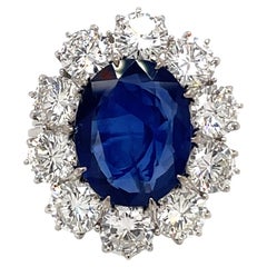 Estate SSEF Certified 8 Carat Unheated Burma Sapphire 5 Ct Diamonds Ring