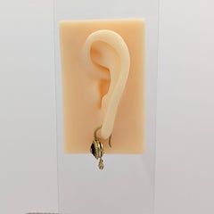 Estate Stambolian White Diamond Heart Dangle Earrings in 18K Yellow Gold