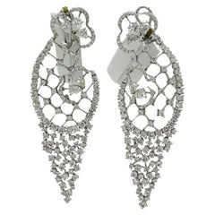Estate Stefan Hafner White Diamond Dangle Earrings in 18K White Gold