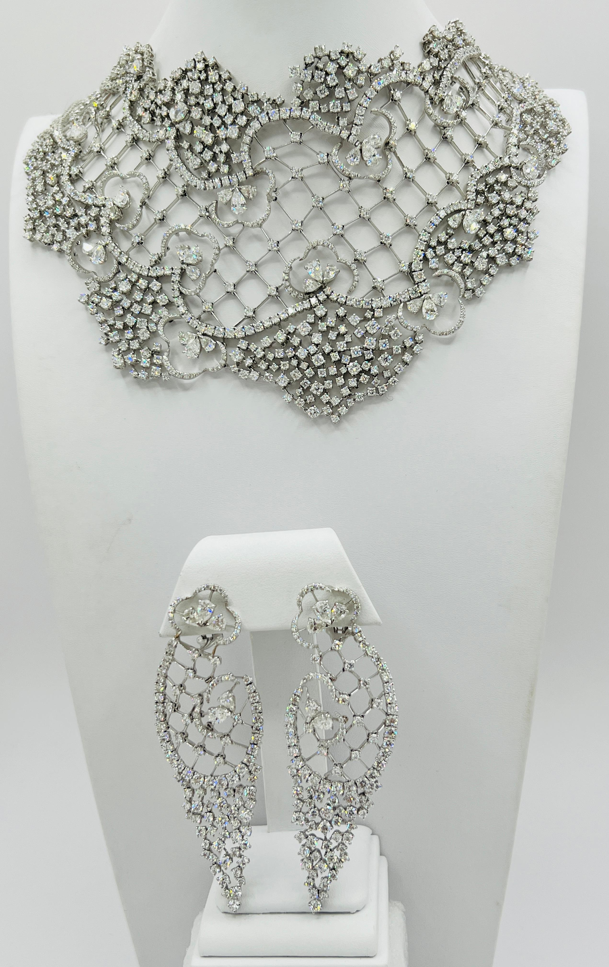 Estate Stefan Hafner White Diamond Necklace in 18K White Gold For Sale 2