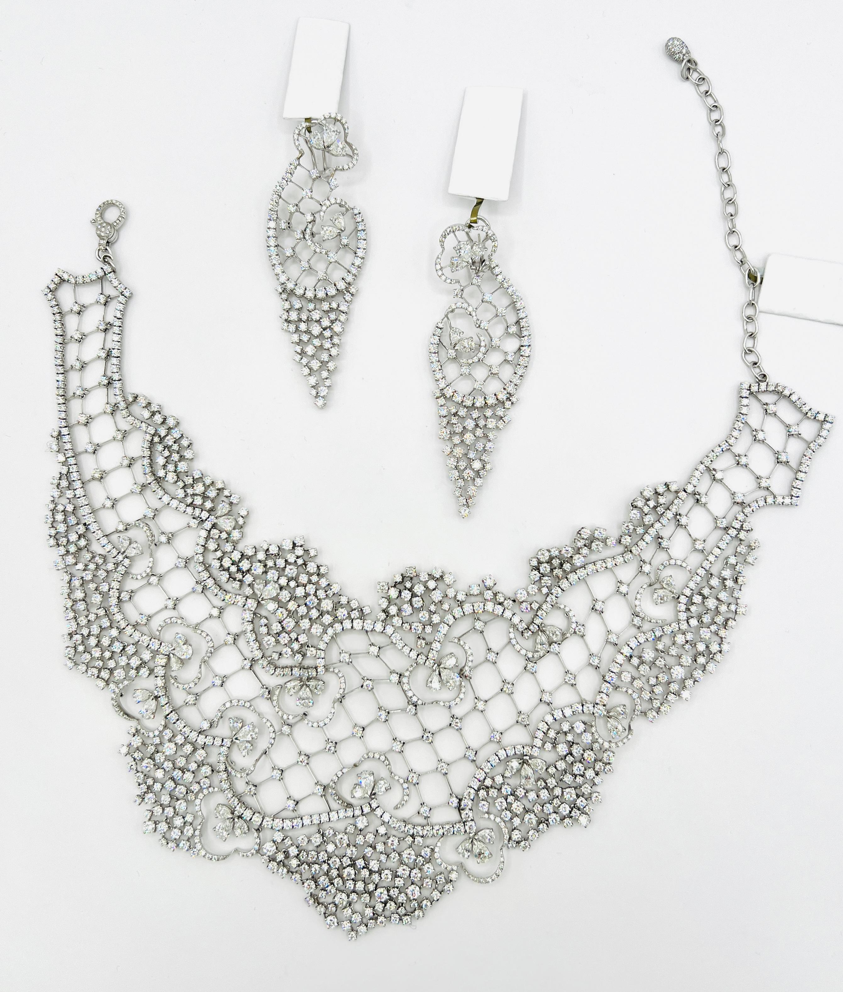 Estate Stefan Hafner White Diamond Necklace in 18K White Gold For Sale 3