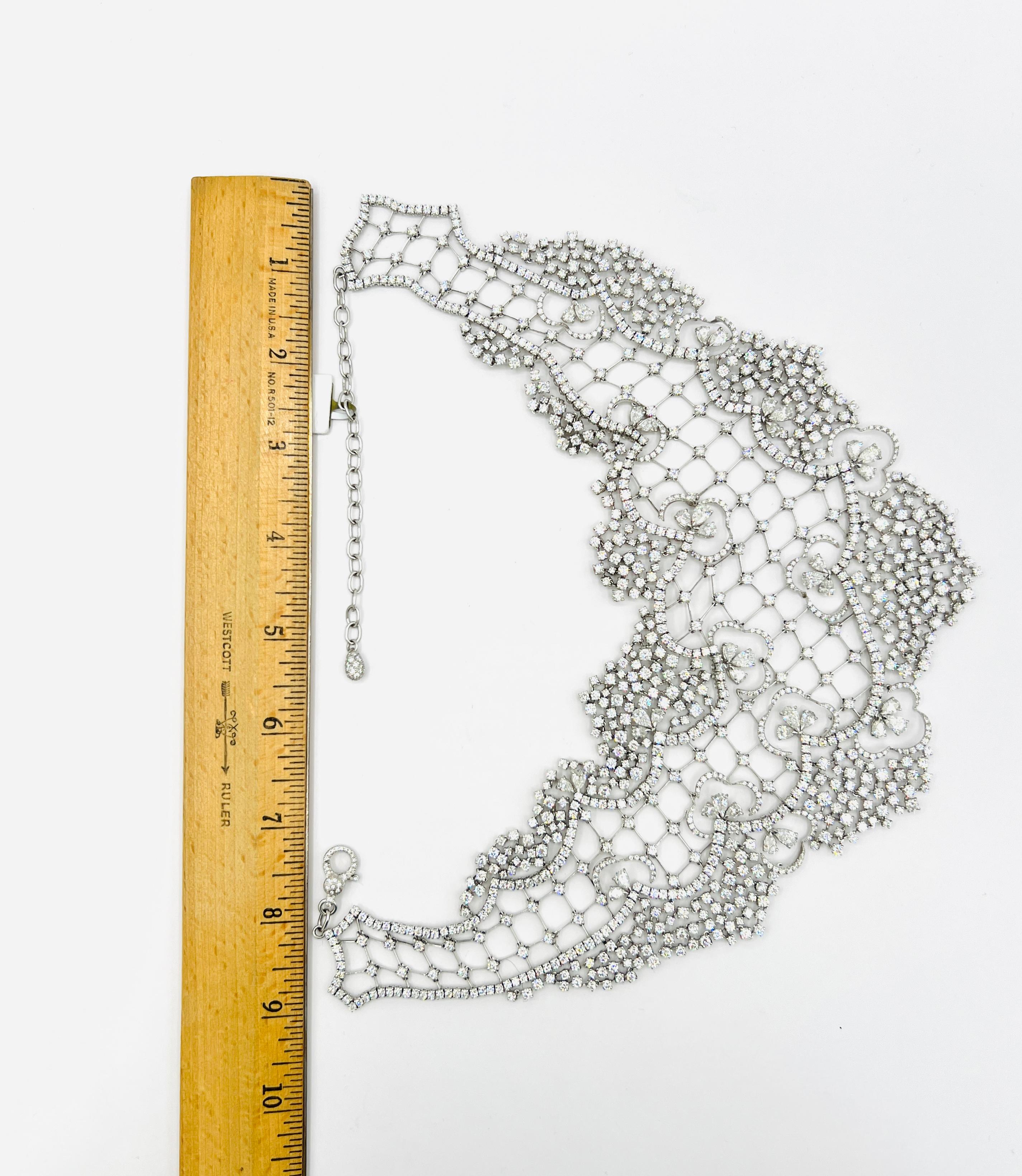 Estate Stefan Hafner White Diamond Necklace in 18K White Gold For Sale 4