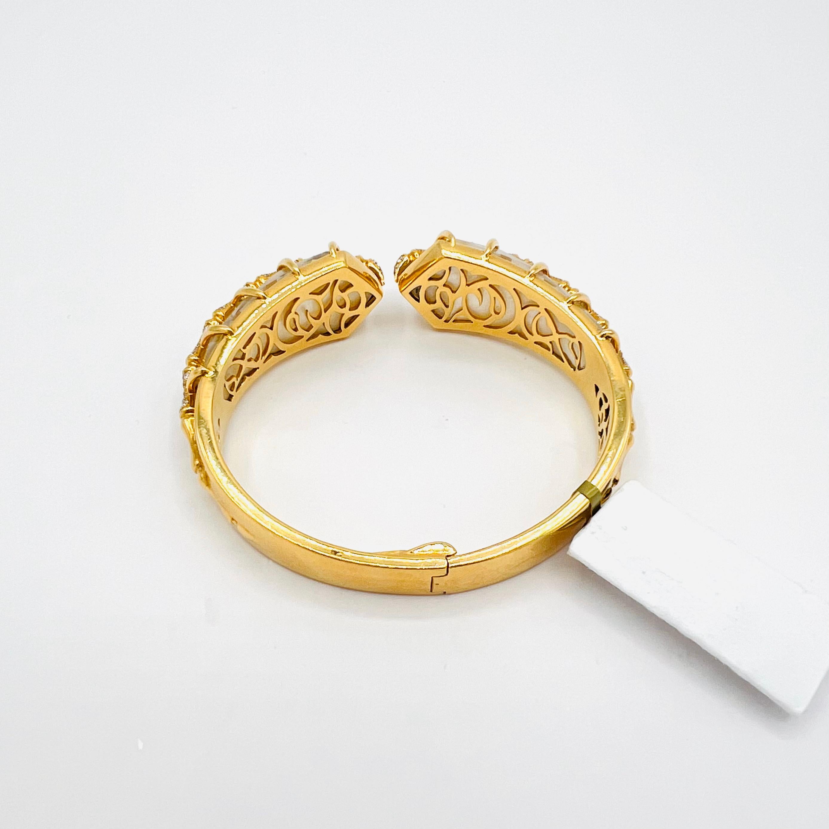 Estate Stephen Webster White Diamond and Crystal Bangle in 18K Yellow Gold For Sale 6