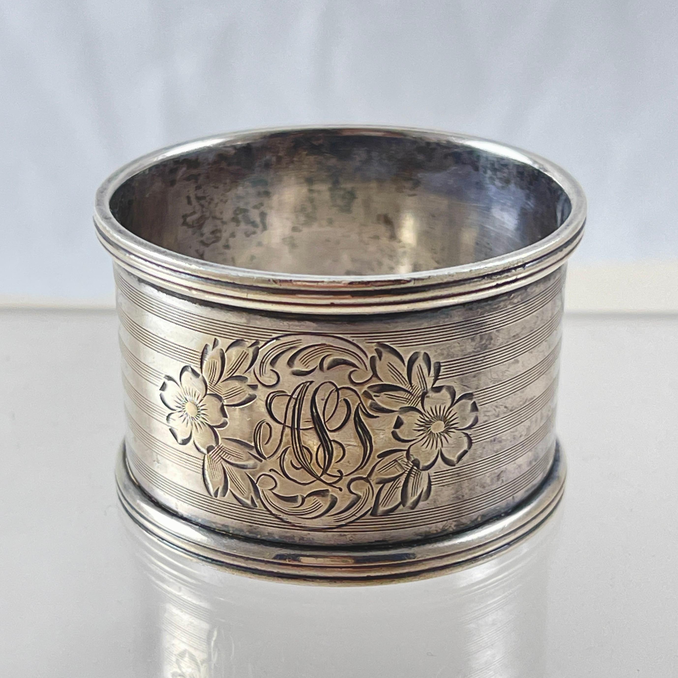 Estate Sterling Engraved Napkin Rings, mixed set of four 1